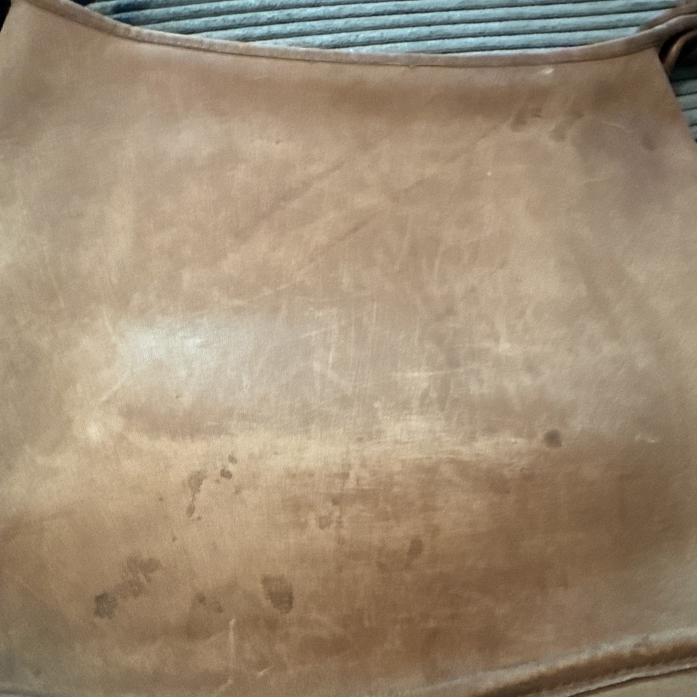 RARE Coach Purse NYC Vintage 80s Tan Leather Bag Brown Chunky Zipper - Picture 13 of 16